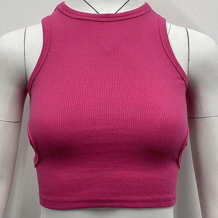 2024 Summer Cross-Border New I-Shaped Vest European and American Ins Sports Short Navel-Baring Cut Out Sleeveless Top for Women
