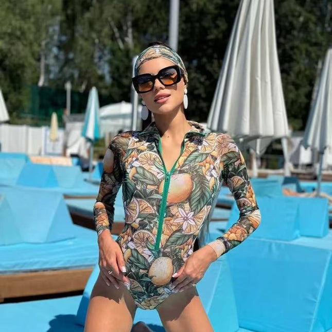 Upf Russian Sun Protection Swimsuit Women's Купальник European and American One-Piece Swimsuit Bikini Two Pieces