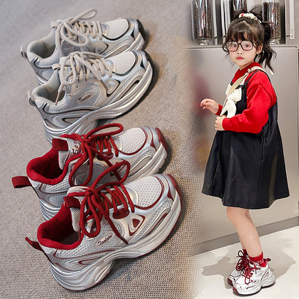 sneaker Girls' Shoes Spring 2025 New Children's Breathable sneaker Middle and Large Children's Soft Bottom Low-Top Board Shoes for Girls