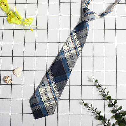 JK Small Tie Women's College Style Lazy Japanese Style Plaid Uniform Shirt Tie Student ins Men's and Women's Short Free Tie
