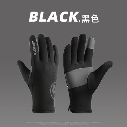 New Cycling Gloves Men's Winter Outdoor Sports Running Waterproof Anti-Slip Touch Screen Plus Velvet Warm Cross-Border Gloves