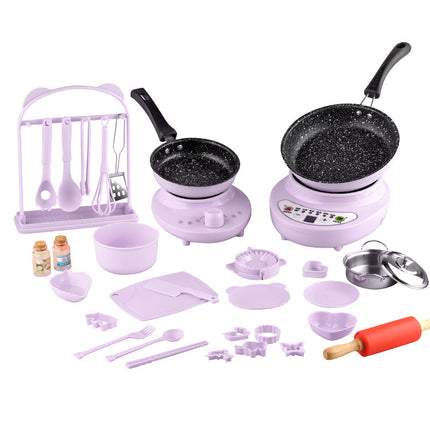 Children's mini kitchenette girls real cooking kitchen full set of net red cooking simulation kitchenware boys birthday gift