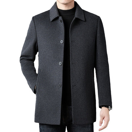 Counter Genuine Men's High-Quality Double-Sided Cashmere Outwear Middle-Aged Dad Casual Woolen Windbreaker Goose down Liner