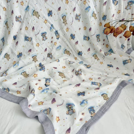 Summer bamboo fiber four-layer gauze blanket children's air conditioning blanket adult student bamboo cotton bed sheet cold feeling blanket kindergarten