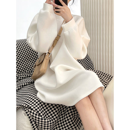 Early Autumn New Korean Style Fashionable Lightweight Air Layer Profile Sweater Dress Loose Slimming Casual Midi Dress for Women