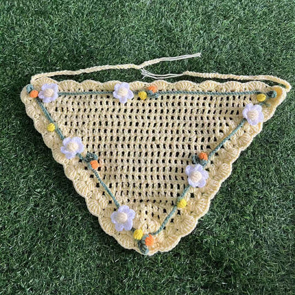 European and American Cross-Border French Ins Retro Handmade Crochet Triangle Scarf Women's Personalized Travel Photo Headscarf Hairband