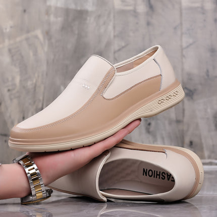 Factory wholesale spring men's leather shoes cowhide white apricot dad leather shoes sandals business casual hollow men's shoes