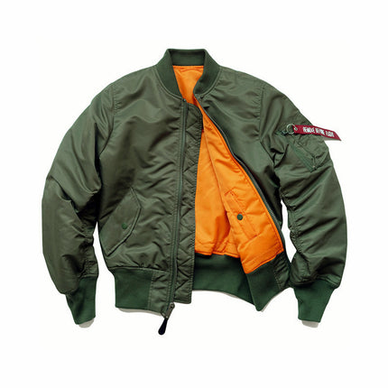 American Style Thickened Baseball Suit Autumn and Winter Army Green MA-1 Bomber Jacket plus size Vertical Collar Tooling Jacket for Men