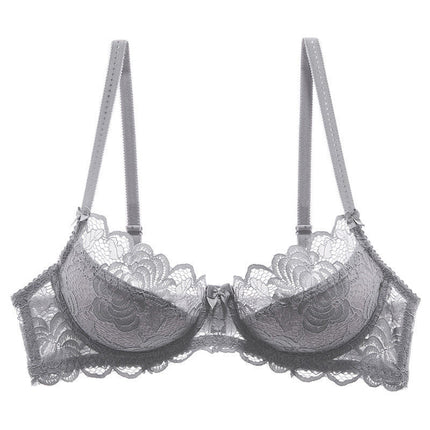 Cross-border Sexy Lace Underwear Women's Thin Transparent Large Chest Small plus size Bra Anti-sagging Upper Bra suit