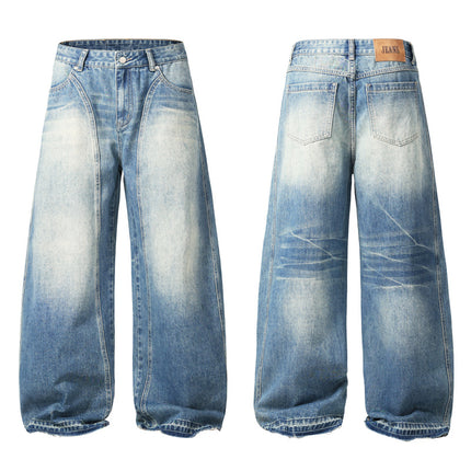 JIAMU American Baggy jeans Lightning Scimitar Unisex Jeans Unisex Three-Dimensional Cut Silhouette Banana Pants