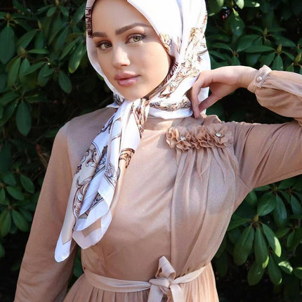 Malaysia shoppe satin satin 90*90cm large square letter printed silk scarf Satinbawal