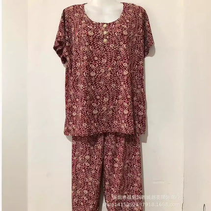 1688 Stall Supply Summer Middle-aged and Elderly Women's T-shirt Two-piece Old People's Short-sleeved Suit New Products