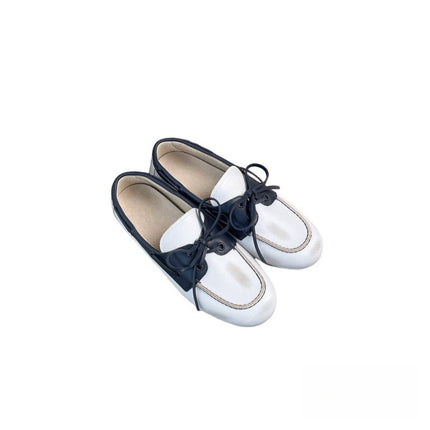[High-End Private Edition] Niche Style Flat Loafers Women's Handmade Vintage Brown Leather Shoes with Bowknot