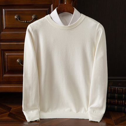 23 Autumn/Winter Wool Sweater Men's Round Neck Sweater Warm Casual Knitted Base Shirt Plus Size Business Gentleman Casual Versatile