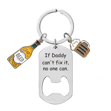 Cross-border Stainless Steel Engraving Metal Keychain Bottle Opener Wine Glass Wine Bottle Birthday Christmas Father's Day Gift