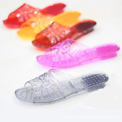 Crystal Slippers Women's Summer Home Use Indoor Bathing Non-Slip Deodorant Flat Transparent Jelly Plastic Slippers