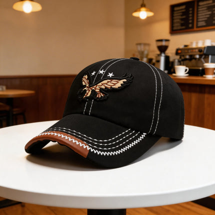 Baseball Cap for Men, New Spring/Summer Trendy Korean Style Embroidered Versatile Hard-Brimmed Large Brim Sun Protection Visor Cap