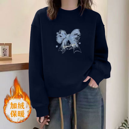 wine red New Year Sweat Women's 2025 New Autumn and Winter All-match Loose High-end fleece-lined Long-sleeved Spring Thin Top