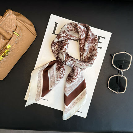 Simulated Silk Printed Silk Scarf for Women, Korean Cashew Leopard Print Headscarf, Four-Season Scarf, Professional Scarf Wholesale