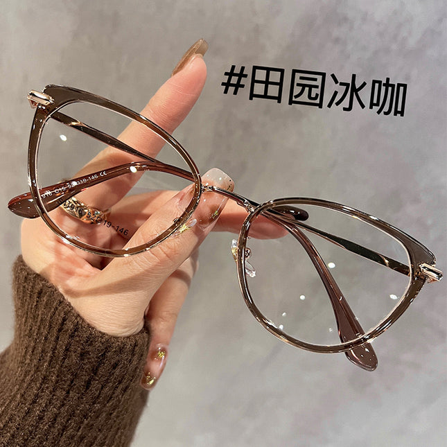 European and American retro cat's eye myopia glasses women's professional can be equipped with power lenses flat lens small frame eye frame