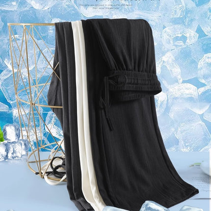 Plus Size Extra Large 150kg Ice Silk Wide-Leg Pants for Women Summer High-Waisted Drape Pear-Shaped Figure Cool Pants