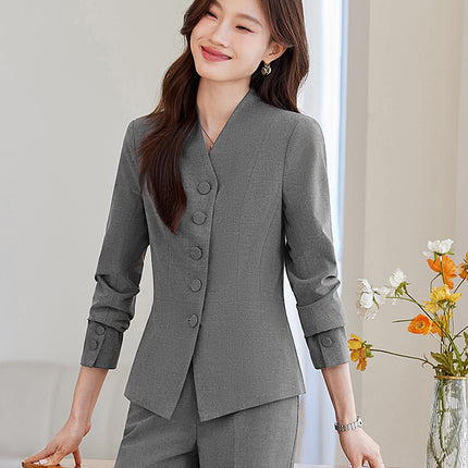 Cross-Border Black Suit Set for Women, New Style, Fashionable and Elegant, Suitable for Professional Sales Managers, Front Desk Receptionists, and Gold Store Staff Uniforms