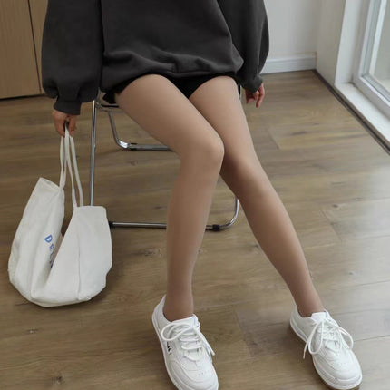 Water-Glossy Leg Socks, Bare-Leg Effect Magic Tool for Women, Autumn and Winter Fleece-Lined Thick Leggings, Natural and Realistic One-Piece Water-Glossy Leggings