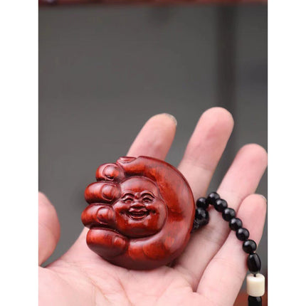 Lobular red sandalwood wood carving handle piece fortune pendant brave play piece text wealth pendant wood text play crafts