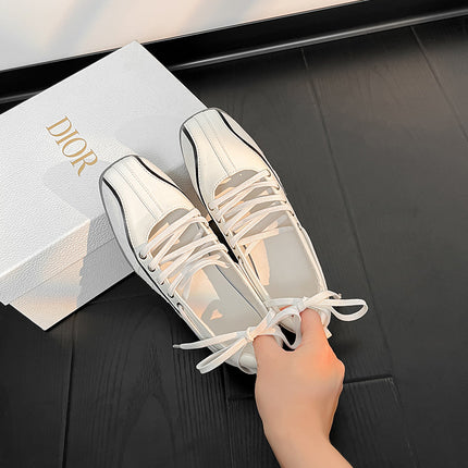 South Korea Niche Sports Ballet Shoes Women's Silver White Vintage German Training Shoes Flat Strap Mary Jane Shoes Women
