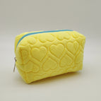 Yellow heart-plush cosmetic bag