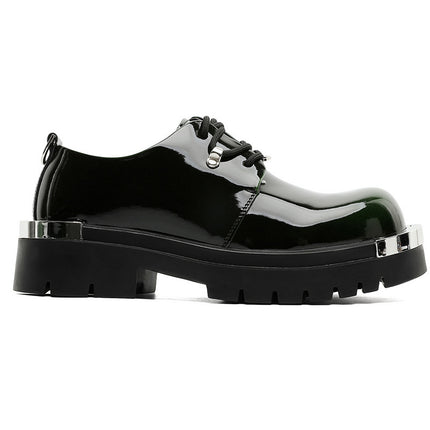 British Style Derby Shoes for Men, Thick-Soled Height-Increasing Casual Shoes in Multiple Colors 89705 Khaki Blue Red Green-J