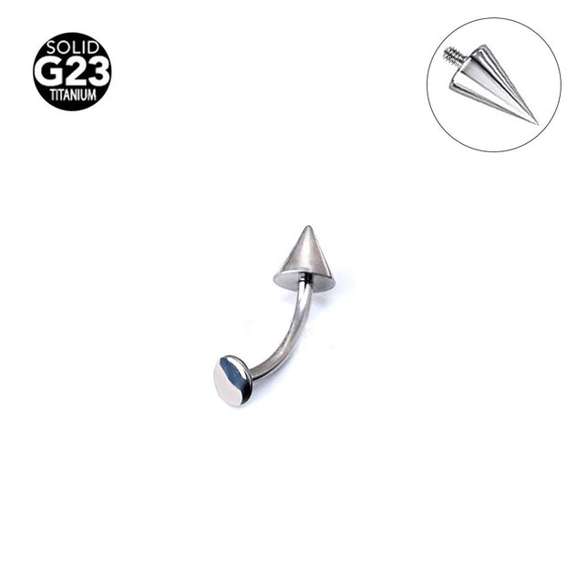 G23 titanium alloy flat-bottomed curved rod internal thread pointed cone devil lip nail ear bone nail puncture jewelry 6~16mm length