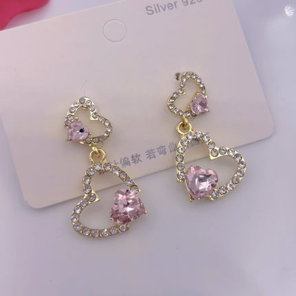 [special clearance] European and American personality silver needle diamond tassel love earrings fashion crystal flower rabbit earrings