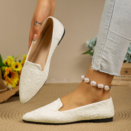 2025 New Foreign Trade Large Size Solid Color Pointed Toe Flat Soft Sole Casual Versatile Breathable Women's Shoes Trendy