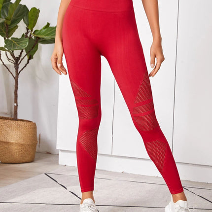 Amazon Cross-Border Yoga Casual Running Fitness Nine-Point Pants for Women Breathable Diamond Pattern Mesh Sports Leggings