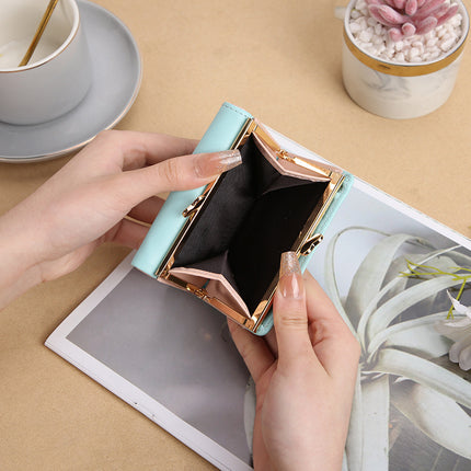 2024 New Cute Folding Women's Short Korean Style Wallet Strawberry PU Mini Clip Creative Coin Purse