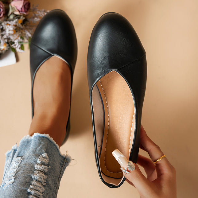 Mom's Shoes, Shallow Mouth Single Shoes, Soft Sole Flat Women's Shoes, Soft Leather, 2025 Slip-On Casual Style, Early Spring 2026 Casual Style