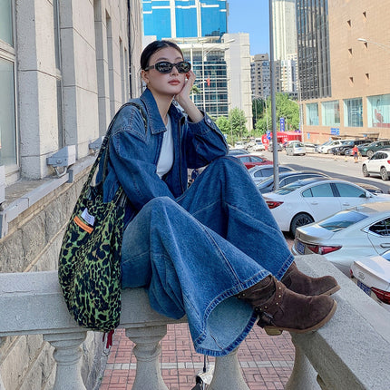 Coolmei Pai [Cocoa Outdoor Set] 2026 Spring/Summer New Style Old Money Style Retro Loose Denim Set