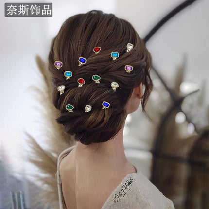 Ness NS216 Light Luxury Elegant Hair Card Rhinestone Hair Accessories Ins Girl Hair Insert Color Baroque Fashion Headwear