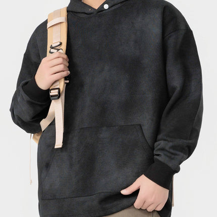 Trendy Men's Clothing Autumn and Winter New Basic Distressed Floral Hooded Sweatshirt Men's Heavyweight Loose Tie-Dye Hoodie Jacket Men