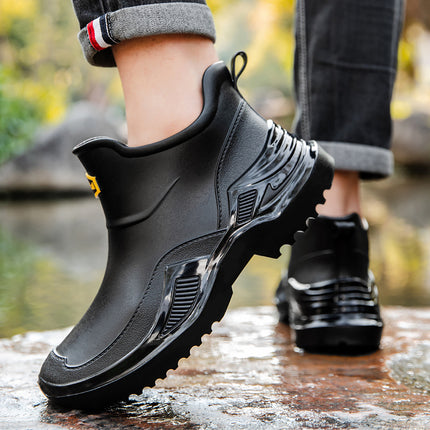 Cross-Border Rain Boots for Men, Fashionable and Wear-Resistant Outer Wear, Short-Tube Waterproof Boots, Car Washing, Outdoor Climbing and Fishing, Thickened Water Shoes and Rubber Shoes