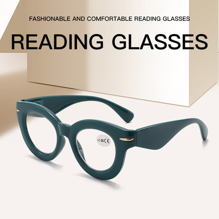 European and American New Style Thick Frame Personalized Reading Glasses, Fashionable Cat-Eye Glasses, Anti-Blue Light Reading Glasses, Unisex
