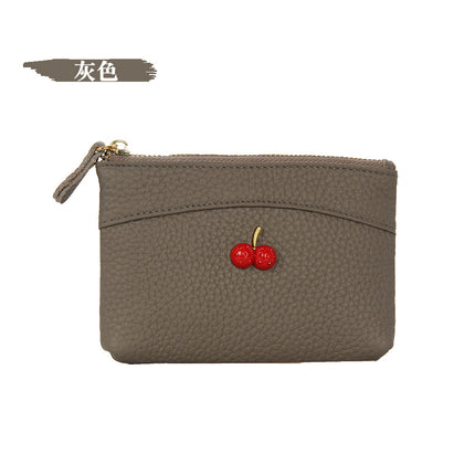 First Layer Cowhide European and American Little Bee Women's Zipper Genuine Leather Coin Purse Genuine Leather Key Ring Bag Mini Coin Bag