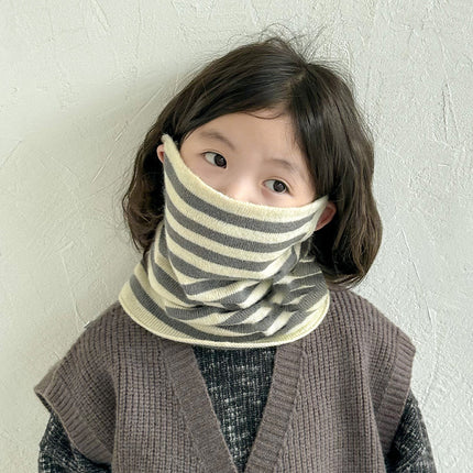 Autumn and winter striped children's scarf warm all-match knitted baby's scarf Korean version of boys and girls wool neck sleeve