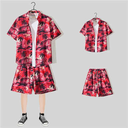 Short-sleeved Flower Shirt Hainan Island Clothing Beach Clothing Sanya Summer Weifeng Thailand Travel Men's Couple Summer Thin suit