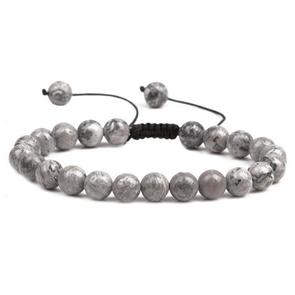 Amazon Hot Selling Natural Stone Beaded Bracelet 8mm Adjustable Size Blue Pine Volcanic Stone Bracelet Manufacturers in stock