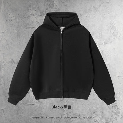 Cai Xiang Island Men's Boxy Fit Heavyweight Hoodie 350g Fleece Hoodie Double Zipper Sweatshirt for Men