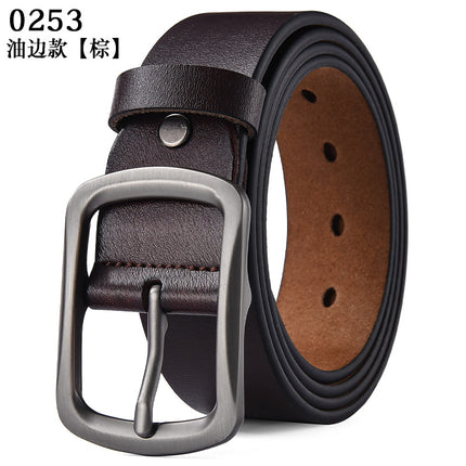 Men's Genuine Leather Pin Buckle Belt, Casual Vintage Style, Suitable for Drop Shipping, Versatile and Casual