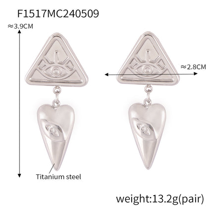European and American Design Women's Hip Hop Personalized Trendy Titanium Steel Plated 18k Gold Geometric Devil's Eye Tassel Earrings suit