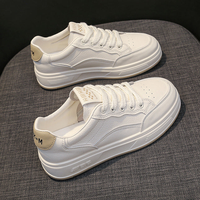 Genuine leather soft bottom comfortable white shoes for women 2024 spring new versatile Korean style low-top casual single-layer shoes for women sneaker